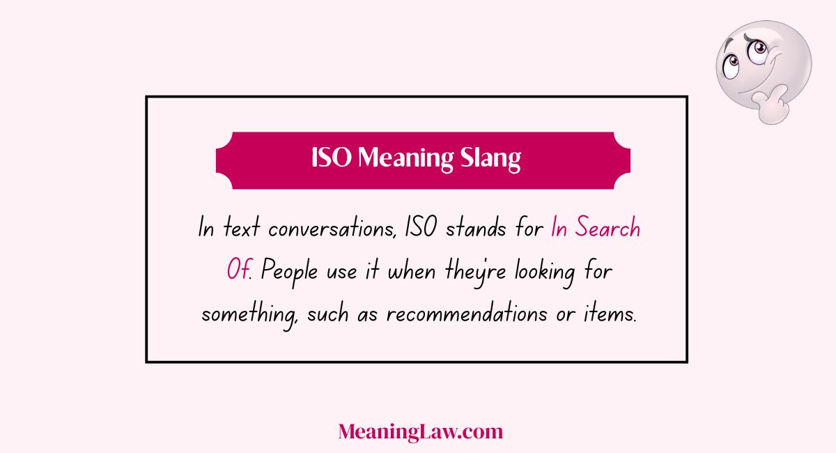ISO Meaning Slang